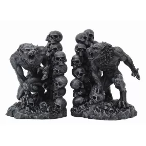 11" Werewolf & Skulls Fantasy Bookends (Pair)