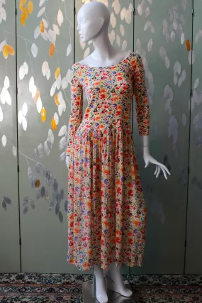 1980s Sonia Rykiel Floral Print Dress, Small