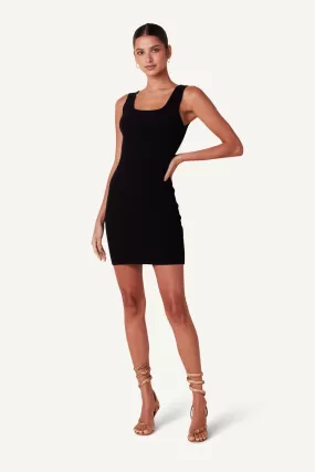 AUGUST MINI RIBBED DRESS  | BLACK