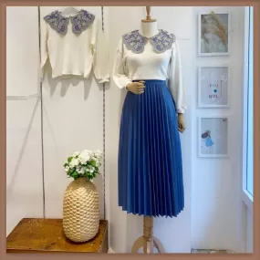 Blue Pleated Skirt Faya Boutique