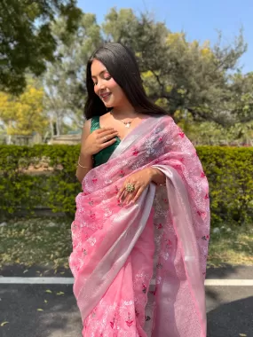 Boutique Style Saree In Pink