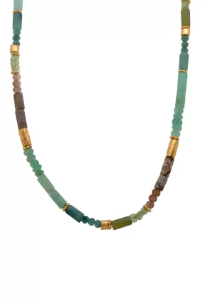 Chrysoprase, Amazonite, Jasper, Emeralds, Vesuviane, Peridot 3mm Necklace Fair Trade 24K Gold Vermeil