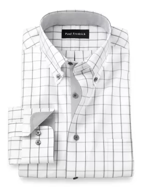 Comfort Stretch Non-iron Check Dress Shirt With Contrast Trim