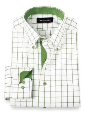 Comfort Stretch Non-iron Check Dress Shirt With Contrast Trim