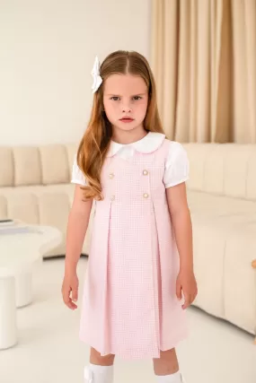 Girls Pink Houndstooth Dress and Blouse