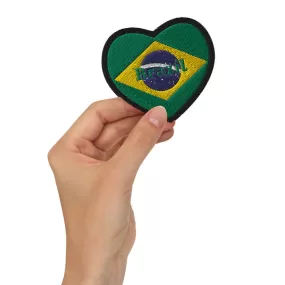 High Quality Heart-Shaped Embroidered Brazil Flag Patch