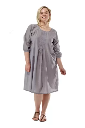 La Cera Plus Size Pleated Front Chambray Dress