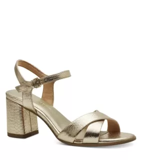 Marco Tozzi Womens Gold Print Detail Block Heel Sandal -2-28392-42