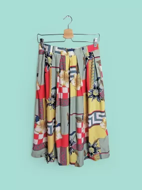 Retro Skirt Scarf Print - size M