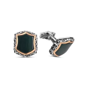 Silver Green Agate Stone Cufflink