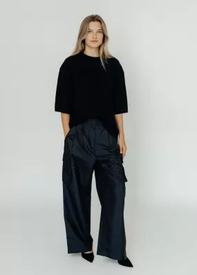 Tibi Crispy Nylon Stella Pleated Cargo Pant