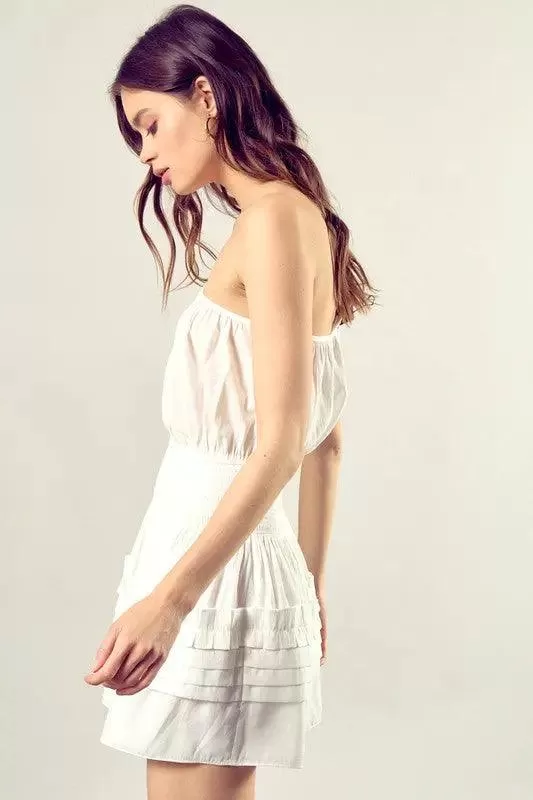 Women's Mini Dress Pleated One-Shoulder